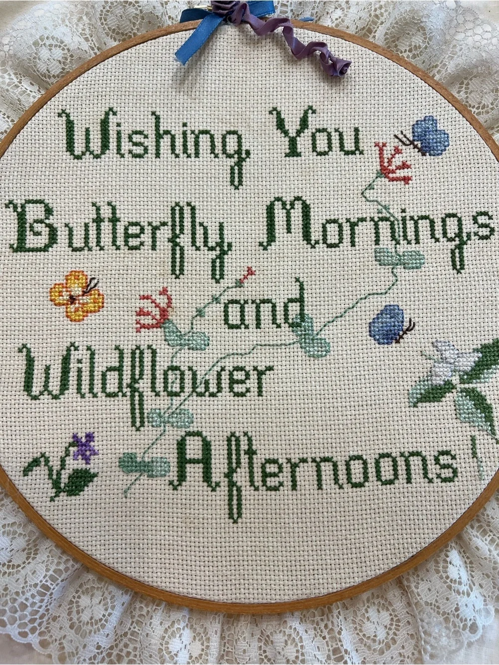 Wishing You Butterfly Mornings Wildflower Afternoons Cross Stitch